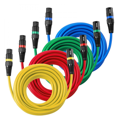 Καλώδιο VEVOR XLR 7,62 μ., Συσκευασία 4 τεμαχίων, Θωρακισμένα Καλώδια Μικροφώνου DMX Αρσενικό σε Θηλυκό, Επιχρυσωμένα Καλώδια Μικροφώνου XLR 3 Ακροδεκτών, για Φωτισμό Σκηνής, Μικρόφωνα, Ενισχυτή, Μίκτη, Συστήματα Ηχείων