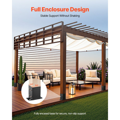 Βάση στύλου VEVOR 4x4 10 τεμάχια, Εσωτερικό μέγεθος 3,6x3,6 ίντσες / 91,44x91,44 mm Στηρίγματα στύλων, Βαρέων καθηκόντων στύλοι καταστρώματος από ανθρακούχο χάλυβα, Ξύλινες στηρίξεις στύλων για πλάκα βάσης στήριξης κιγκλιδώματος καταστρώματος Pavilion, Μαύρο