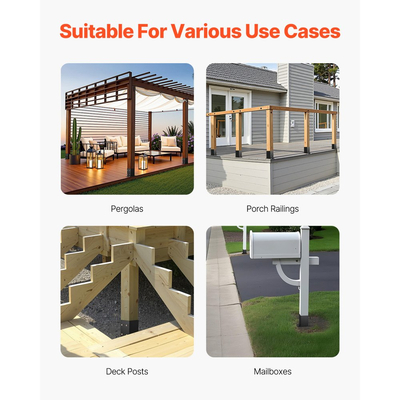 Βάση στύλου VEVOR 4x4 10 τεμάχια, Εσωτερικό μέγεθος 3,6x3,6 ίντσες / 91,44x91,44 mm Στηρίγματα στύλων, Βαρέων καθηκόντων στύλοι καταστρώματος από ανθρακούχο χάλυβα, Ξύλινες στηρίξεις στύλων για πλάκα βάσης στήριξης κιγκλιδώματος καταστρώματος Pavilion, Μαύρο