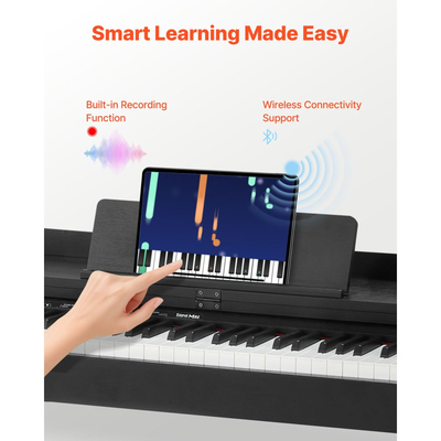 Ψηφιακό πιάνο VEVOR με βάρη, 88 πλήκτρα με πλήρη βάρη, ηλεκτρικό πληκτρολόγιο πιάνου με βάση επίπλωσης, τροφοδοτικό, τριπλό πεντάλ, 680 τόνοι, υποστήριξη ασύρματης σύνδεσης, με ακουστικά, για αρχάριους