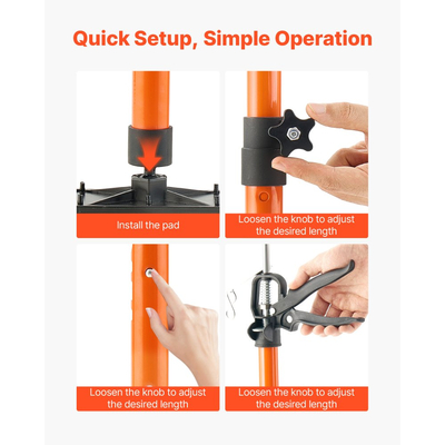 Στύλος στήριξης γρύλου ντουλαπιού VEVOR, 2 τεμάχια, τηλεσκοπική ράβδος γρήγορης στήριξης από χάλυβα 54-155 cm, ρυθμιζόμενο σύστημα τρίτου χεριού, χωρητικότητα έως 70 kg για εγκατάσταση ντουλαπιών, ανύψωση γυψοσανίδας, μπάρες φορτίου