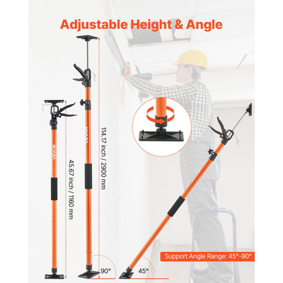 Στύλος στήριξης γρύλου ντουλαπιού VEVOR, 2 τεμάχια, τηλεσκοπική ράβδος γρήγορης στήριξης από χάλυβα 116-290 cm, ρυθμιζόμενο σύστημα τρίτου χεριού, χωρητικότητα έως 70 kg για εγκατάσταση ντουλαπιών, ανύψωση γυψοσανίδας, μπάρες φορτίου