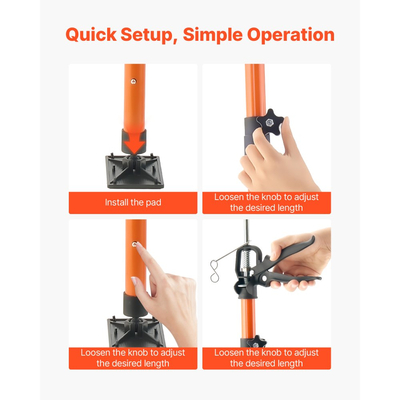 Στύλος στήριξης γρύλου ντουλαπιού VEVOR, 2 τεμάχια, τηλεσκοπική ράβδος γρήγορης στήριξης από χάλυβα 116-290 cm, ρυθμιζόμενο σύστημα τρίτου χεριού, χωρητικότητα έως 70 kg για εγκατάσταση ντουλαπιών, ανύψωση γυψοσανίδας, μπάρες φορτίου