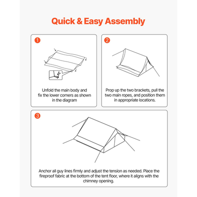 Σκηνή κάμπινγκ VEVOR, Σκηνή κάμπινγκ 2 ατόμων με γρύλο κουζίνας, αδιάβροχες χειμερινές σκηνές, στέγαστρα με αεραγωγούς, ελαφριές και φορητές σκηνές 4 εποχών για πεζοπορία, ψάρεμα, κυνήγι, σακίδιο πλάτης