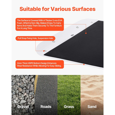 Έλκηθρο VEVOR Yard Drag Sled, 280 x 101,5 cm, 725kg βαρέως τύπου, Ανεμόπτερο PE με σχοινιά και καλώδιο έλξης, Διπλής χρήσης για ψάρεμα καυσόξυλων στον πάγο, Συμβατό με ATV, UTV και τρακτέρ