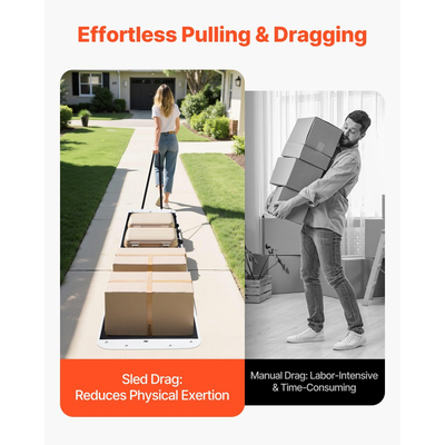 Έλκηθρο VEVOR Yard Drag Sled, 280 x 101,5 cm, 725kg βαρέως τύπου, Ανεμόπτερο PE με σχοινιά και καλώδιο έλξης, Διπλής χρήσης για ψάρεμα καυσόξυλων στον πάγο, Συμβατό με ATV, UTV και τρακτέρ