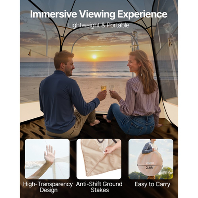 Σκηνή VEVOR Pop-up για αθλήματα, 1,83x1,83 μ. Διάφανη σκηνή με φούσκες για 2-4 άτομα, αδιάβροχη εξωτερική κάψουλα με πατάκι δαπέδου και κάλυμμα, σκηνές κήπου με θόλο, ιγκλού, στέγαστρο κάμπινγκ για εκδηλώσεις, ψάρεμα, επευφημίες