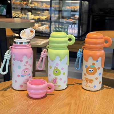 Παιδικό παγούρι-θερμός με κούπα - 420ml - 340908 - Pink