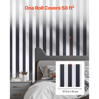 Ταπετσαρία τοίχου VEVOR Peel and Stick, 45cm x 15m Χαρτί επαφής μαύρο λευκό μοντέρνο γεωμετρικό αδιάβροχο αυτοκόλλητο, εύκολο στον καθαρισμό διακοσμητικό τοίχου βινυλίου ρολό για υπνοδωμάτιο, κουζίνα, γραφείο, μπάνιο
