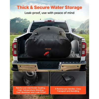 Κύστη αποθήκευσης νερού VEVOR, Δεξαμενή αποθήκευσης νερού 330L, Κύστη μαλακής σακούλας μεγάλης χωρητικότητας από PVC 1000D, Πτυσσόμενη φορητή για άρδευση κήπου, κάμπινγκ, τροχόσπιτα, χρήση έκτακτης ανάγκης - Μαύρο