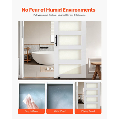 Συρόμενη Πόρτα Αχυρώνα VEVOR, 914 x 2134mm, Πάνελ και Γυαλί Υψηλής Αντοχής από MDF, Πόρτα Αχυρώνα με Κιτ Μηχανισμών, Αδιάβροχη Επιφάνεια PVC, Εύκολη Εγκατάσταση, Πλαίσιο H, Ομαλά και Αθόρυβα Συρόμενη για Σαλόνι