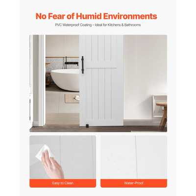 Συρόμενη Πόρτα Αχυρώνα VEVOR, 762 x 2134mm, Πάνελ MDF υψηλής αντοχής, Πόρτα Αχυρώνα με Κιτ Μηχανισμών, Αδιάβροχη Επιφάνεια PVC, Εύκολη Εγκατάσταση, Πλαίσιο H, Ομαλά και Αθόρυβα Συρόμενη για Σαλόνι, Μπάνιο