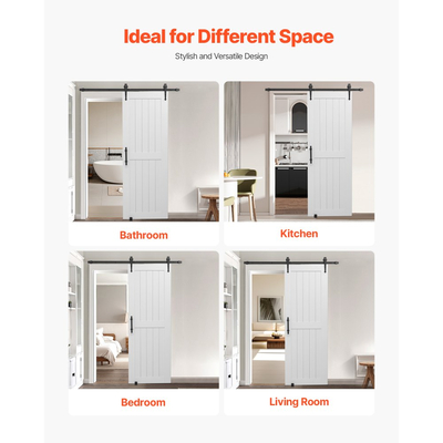 Συρόμενη Πόρτα Αχυρώνα VEVOR, 762 x 2134mm, Πάνελ MDF υψηλής αντοχής, Πόρτα Αχυρώνα με Κιτ Μηχανισμών, Αδιάβροχη Επιφάνεια PVC, Εύκολη Εγκατάσταση, Πλαίσιο H, Ομαλά και Αθόρυβα Συρόμενη για Σαλόνι, Μπάνιο