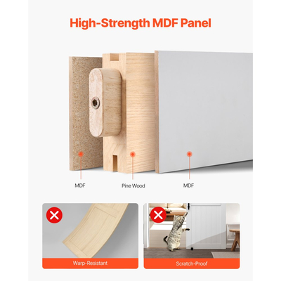 Συρόμενη Πόρτα Αχυρώνα VEVOR, 914 x 2134mm, Πάνελ MDF υψηλής αντοχής, Πόρτα Αχυρώνα με Κιτ Μηχανισμών, Αδιάβροχη Επιφάνεια PVC, Εύκολη Εγκατάσταση, Πλαίσιο H, Ομαλά και Αθόρυβα Συρόμενη για Σαλόνι, Μπάνιο