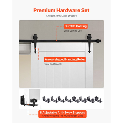Συρόμενη Πόρτα Αχυρώνα VEVOR, 914 x 2134mm, Πάνελ MDF υψηλής αντοχής, Πόρτα Αχυρώνα με Κιτ Μηχανισμών, Αδιάβροχη Επιφάνεια PVC, Εύκολη Εγκατάσταση, Πλαίσιο H, Ομαλά και Αθόρυβα Συρόμενη για Σαλόνι, Μπάνιο
