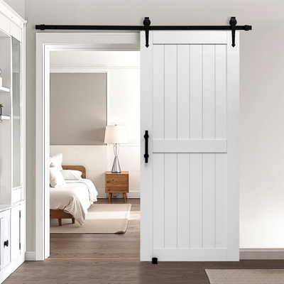 Συρόμενη Πόρτα Αχυρώνα VEVOR, 914 x 2134mm, Πάνελ MDF υψηλής αντοχής, Πόρτα Αχυρώνα με Κιτ Μηχανισμών, Αδιάβροχη Επιφάνεια PVC, Εύκολη Εγκατάσταση, Πλαίσιο H, Ομαλά και Αθόρυβα Συρόμενη για Σαλόνι, Μπάνιο