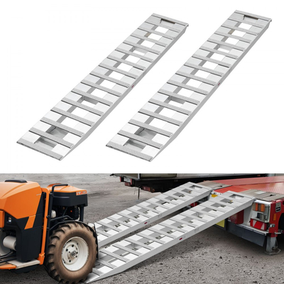Ράμπες Φόρτωσης VEVOR, 2 τεμάχια 2400 x 380 mm, Σετ ράμπας ρυμούλκησης από ανθεκτικό αλουμίνιο και βαρέως τύπου με αντιολισθητικές πλάκες, Συνδυασμένη χωρητικότητα 2721,6 kg, για καρότσια, γεωργικά τρακτέρ, ATV, χλοοκοπτικά, μοτοσικλέτες