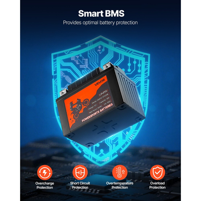 Μπαταρία μοτοσικλέτας VEVOR, 12 Volt 2Ah, προφορτισμένη μπαταρία λιθίου LiFePO4 για Powersports, χωρίς συντήρηση και υψηλής απόδοσης, συμβατή με ATV, μοτοσικλέτα, τζετ σκι, σκούτερ, UTV και άλλα