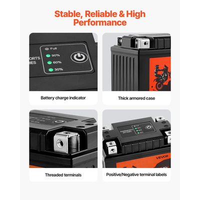 Μπαταρία μοτοσικλέτας VEVOR, 12 Volt 2Ah, προφορτισμένη μπαταρία λιθίου LiFePO4 για Powersports, χωρίς συντήρηση και υψηλής απόδοσης, συμβατή με ATV, μοτοσικλέτα, τζετ σκι, σκούτερ, UTV και άλλα
