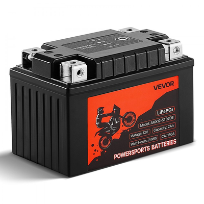 Μπαταρία μοτοσικλέτας VEVOR, 12 Volt 2Ah, προφορτισμένη μπαταρία λιθίου LiFePO4 για Powersports, χωρίς συντήρηση και υψηλής απόδοσης, συμβατή με ATV, μοτοσικλέτα, τζετ σκι, σκούτερ, UTV και άλλα