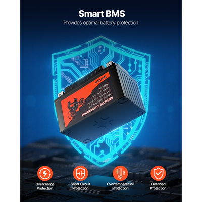 Μπαταρία μοτοσικλέτας VEVOR, 12 Volt 4Ah, προφορτισμένη μπαταρία λιθίου LiFePO4 για Powersports, χωρίς συντήρηση και υψηλής απόδοσης, συμβατή με ATV, μοτοσικλέτα, τζετ σκι, σκούτερ, UTV και άλλα