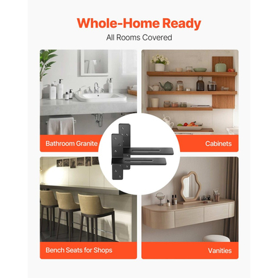 Βάσεις ραφιών VEVOR T 2 τεμάχια, χωρητικότητα βάρους 90 kg, 304,8 x 73,5 x 304,8 mm, Βάσεις βαρέως τύπου από συμπαγές χάλυβα για ράφια, Στήριγμα πάγκου με πλωτή βάση και βίδες