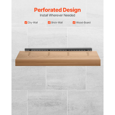 Βάση στήριξης ραφιών VEVOR 1 τεμάχιο, 230 λίβρες/104 kg χωρητικότητα βάρους, 46x6,2x3 ίντσες / 1168,4x157,4x76,2 mm, Βάση στήριξης κρυφών ραφιών βαρέως τύπου, Αόρατη βάση στήριξης ραφιών για τοποθέτηση σε τοίχο