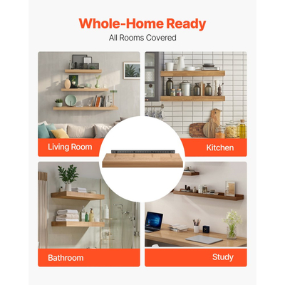 Βάση στήριξης ραφιών VEVOR 1 τεμάχιο, 230 λίβρες/104 kg χωρητικότητα βάρους, 46x6,2x3 ίντσες / 1168,4x157,4x76,2 mm, Βάση στήριξης κρυφών ραφιών βαρέως τύπου, Αόρατη βάση στήριξης ραφιών για τοποθέτηση σε τοίχο