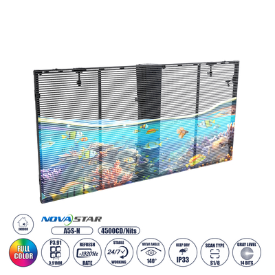GLOBOSTAR® OPTILED 41005 Διάφανη Οθόνη Video Wall P3.91 Καμπίνα 100x50cm LED 110W 3840Hz 32768 Dots ≥4500cd/㎡ Nits AC 220-240V Εσωτερικού Χώρου IP31 Full Color S1/8 14Bits - Κάρτα NovaStar A5S-N - Nationstar SMD1921 & Yuanchi Driver - Μ100 x Π7.5 x Υ50cm - 2 Χρόνια Εγγύηση