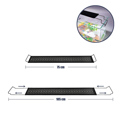 GLOBOSTAR® AQUARIUS 79681 Φωτιστικό Ενυδρείου με Ενσωματωμένο Χειριστήριο LED 22W 1100lm 120° AC 220-240V Αδιάβροχο IP44 Πολύχρωμο RGBW Dimmable - Sanan SMD Chip - Μαύρο - Μ75 x Π11 x Υ3cm - 2 Χρόνια Εγγύηση