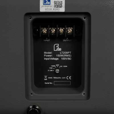 GLOBOSTAR® FDB LT208PT 98038 Επιτοίχιο Παθητικό Ηχείο Εγκαταστάσεων με Μετασχηματιστή 100V & 8Ω - 150W RMS (600W Peak) - 1 x 8 Inches LF & 1 x 1.4 Inches HF - Αδιάβροχο IP56 - Μαύρο - Μ37 x Π34 x Υ31cm - 2 Χρόνια Εγγύηση