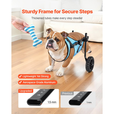 Αναπηρικό αμαξίδιο σκύλου VEVOR για πίσω πόδια, ρυθμιζόμενο 2 τροχούς, ελαφρύ καρότσι σκύλου με τροχούς απορρόφησης κραδασμών, αναπηρικό αμαξίδιο υποστήριξης κινητικότητας για τραυματισμένους σκύλους με αναπηρία έως 15 κιλά, μεσαίο