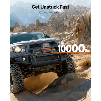 Ηλεκτρικό βαρούλκο VEVOR, χωρητικότητα φορτίου 4500 kg, βαρούλκο φορτηγού 12V DC με συνθετικό σχοινί Φ8.9 mm x 27.4 m, ασύρματο και ενσύρματο τηλεχειριστήριο, αδιάβροχο IP67 για ρυμούλκηση εκτός δρόμου SUV, τζιπ, ρυμουλκούμενου σκάφους