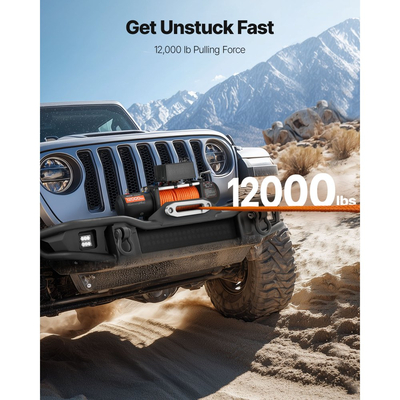 Ηλεκτρικό βαρούλκο VEVOR, χωρητικότητα φορτίου 5400 kg, βαρούλκο φορτηγού 12V DC με συνθετικό σχοινί Φ9.1 mm x 23 m, ασύρματο και ενσύρματο τηλεχειριστήριο, αδιάβροχο IP55 για ρυμούλκηση εκτός δρόμου SUV, τζιπ, ρυμουλκούμενου σκάφους