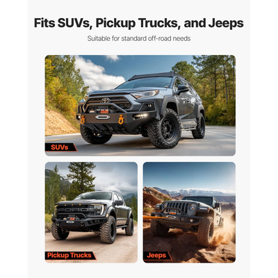 Ηλεκτρικό βαρούλκο VEVOR, χωρητικότητα φορτίου 5400 kg, βαρούλκο φορτηγού 12V DC με συνθετικό σχοινί Φ9.1 mm x 23 m, ασύρματο και ενσύρματο τηλεχειριστήριο, αδιάβροχο IP55 για ρυμούλκηση εκτός δρόμου SUV, τζιπ, ρυμουλκούμενου σκάφους