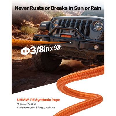 Ηλεκτρικό βαρούλκο VEVOR, χωρητικότητα φορτίου 6100 kg, βαρούλκο φορτηγού 12V DC με συνθετικό σχοινί Φ9,5 mm x 28 m, ασύρματο και ενσύρματο τηλεχειριστήριο, αδιάβροχο IP67 για ρυμούλκηση εκτός δρόμου SUV, τζιπ, ρυμουλκούμενου σκάφους