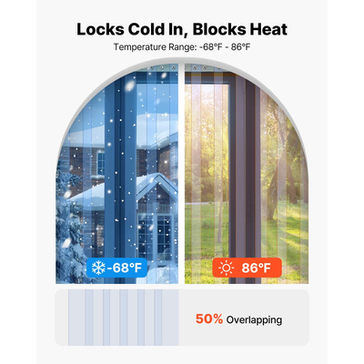 VEVOR Διαφανής Λωρίδα Κουρτίνας PVC, Μήκος 30,8 m x Πλάτος 30,5 cm, Θερμομονωτική Πλαστική Λωρίδα Πόρτας σε Ρολό Χύμα, Λωρίδες Κουρτίνας για Ψυγείο Κατάψυξης για Πόρτες Σούπερ Μάρκετ, Γκαράζ, Αποθήκη