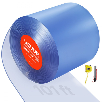VEVOR Διαφανής Λωρίδα Κουρτίνας PVC, Μήκος 30,8 m x Πλάτος 30,5 cm, Θερμομονωτική Πλαστική Λωρίδα Πόρτας σε Ρολό Χύμα, Λωρίδες Κουρτίνας για Ψυγείο Κατάψυξης για Πόρτες Σούπερ Μάρκετ, Γκαράζ, Αποθήκη