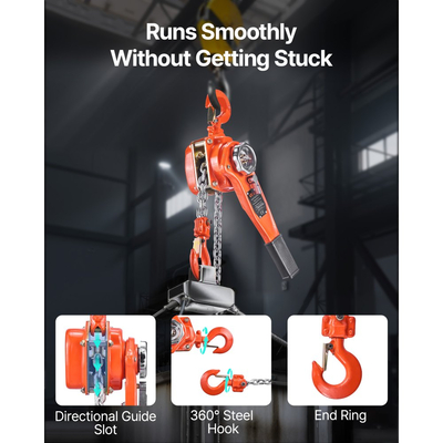 Αλυσίδα χειροκίνητης ανύψωσης VEVOR, χωρητικότητας 3/4T 750KG βαρέως τύπου, αλυσίδα από κράμα χάλυβα G80 ανύψωσης 3M με μηχανικό φρένο διπλής αγκίστρωσης, περιστρεφόμενοι γάντζοι 360°, για αποθήκη και γκαράζ κατασκευών