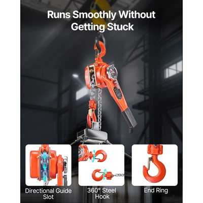 Αλυσίδα χειροκίνητης ανύψωσης VEVOR με μοχλό, χωρητικότητα 3/4T 750KG βαρέως τύπου, ανύψωση 1,5M από κράμα χάλυβα G80 με μηχανικό φρένο διπλής αγκίστρωσης, περιστρεφόμενοι γάντζοι 360°, για αποθήκη και γκαράζ