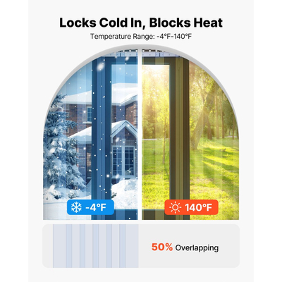 VEVOR Διαφανής Λωρίδα Κουρτίνας PVC, Ύψος 2,1 m x Πλάτος 1,8 m x Πάχος 2 mm, 12 τεμάχια Λωρίδες Κουρτίνας για Ψυγείο Κατάψυξης, Λείες Αδιάβροχες Λωρίδες Πλαστικής Πόρτας για Αποθήκη, Κατάψυξη, Πόρτες Γκαράζ