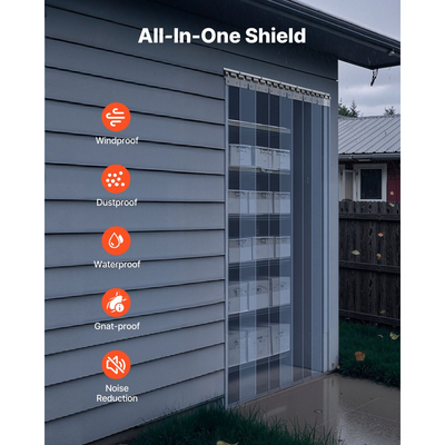 VEVOR Διαφανής Λωρίδα Κουρτίνας PVC, Ύψος 2,4 m x Πλάτος 2,1 m x Πάχος 2 mm, 14 τεμάχια Λωρίδες Κουρτίνας για Ψυγείο Κατάψυξης, Λείες Αδιάβροχες Λωρίδες Πλαστικής Πόρτας για Αποθήκη, Κατάψυξη, Πόρτες Γκαράζ