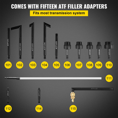 Αντλία λαδιού κιβωτίου ταχυτήτων VEVOR, 2 κατευθύνσεων, σύστημα αναπλήρωσης ATF, δοσομετρητής λαδιού και υγρού, μεγάλης χωρητικότητας 10 λίτρων, σετ εργαλείων αντλίας λαδιού αυτόματου κιβωτίου ταχυτήτων με 14 τεμάχια προσαρμογείς πλήρωσης ATF