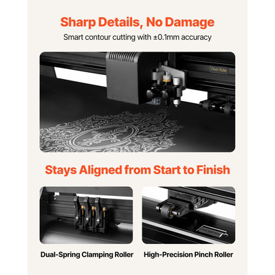 Μηχανή κοπής βινυλίου VEVOR, μέγιστο πλάτος τροφοδοσίας 720 mm, διπλές λεπίδες, ρυθμιζόμενη δύναμη και ταχύτητα, οθόνη LED, κόφτης βινυλίου plotter σε πακέτο με αυτοκόλλητα φύλλα, μεμβράνη μεταφοράς, λογισμικό Signmaster