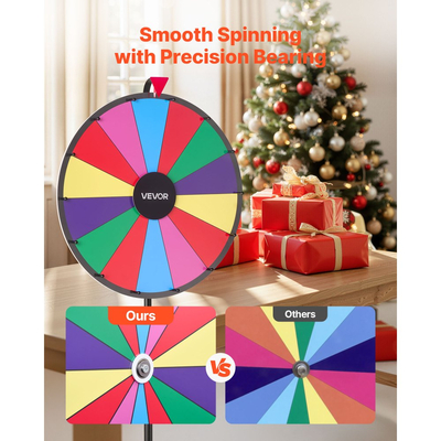 Τροχός Βραβείων VEVOR 610 mm, Τροχός Βραβείων 14 Θέσεων με Τρίποδο, Ρουλέτα Win Fortune με Ρυθμιζόμενο Ύψος και 2 Μαρκαδόρους, 6 Χρώματα, Εύκολη Συναρμολόγηση, για Party Pub Trade Show Carnival