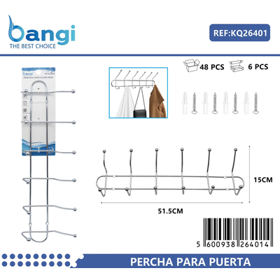 Μεταλλική επιτοίχια κρεμάστρα 6 θέσεων - 26401