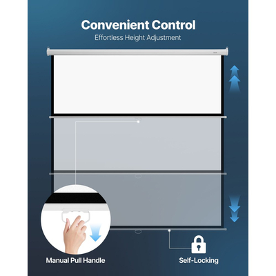 Χειροκίνητη οθόνη προβολέα VEVOR, 3048 mm 1:1 4K 1080 HD Ανασυρόμενη οθόνη προβολέα προς τα κάτω, Προβολή ταινίας τοίχου με σχοινί έλξης, Φορητή οθόνη προβολής για το σπίτι και το γραφείο, κινηματογράφο