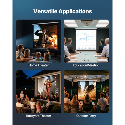 Χειροκίνητη οθόνη προβολέα VEVOR, 3048 mm 1:1 4K 1080 HD Ανασυρόμενη οθόνη προβολέα προς τα κάτω, Προβολή ταινίας τοίχου με σχοινί έλξης, Φορητή οθόνη προβολής για το σπίτι και το γραφείο, κινηματογράφο