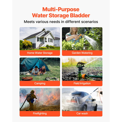 Κύστη αποθήκευσης νερού VEVOR, Δεξαμενή αποθήκευσης νερού 113L, Κύστη μαλακής σακούλας από PVC 1000D με πάχος, Πτυσσόμενη φορητή για άρδευση κήπου, κάμπινγκ, τροχόσπιτα, χρήση έκτακτης ανάγκης - Μαύρο