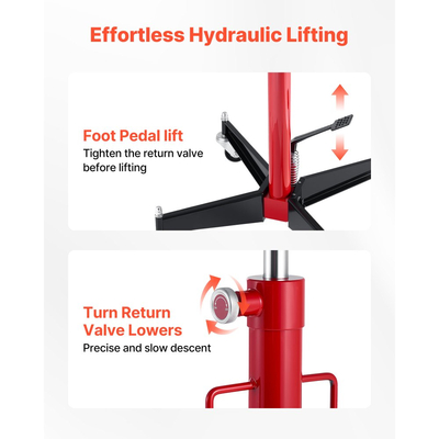 Υδραυλικός γρύλος μετάδοσης κίνησης VEVOR, ανυψωτική ικανότητα 1100 λίβρες / 0,5 τόνοι, τηλεσκοπικός γρύλος μετάδοσης κίνησης με πεντάλ ποδιού, περιστρεφόμενος τροχός 360°, ύψος ανύψωσης 112-187 cm, ανυψωτικό βαρούλκο για γκαράζ/καταστήματα